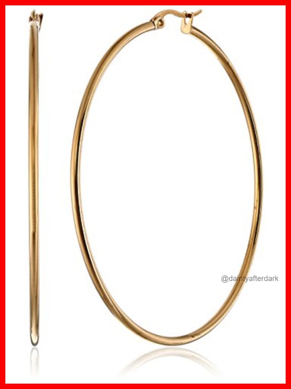 50mm Gold Plated Stainless Steel Round Tubed Hoop Earrings Hypoallergenic